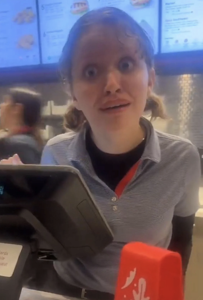 A screenshot from the "no chil fil a sauce" tiktok. 